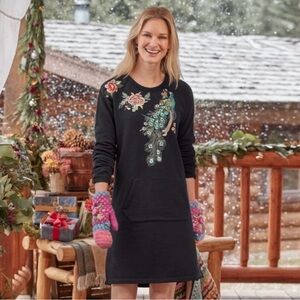 Sundance Driftwood Layla Embroidered Peacock Navy Blue Tunic Size Small